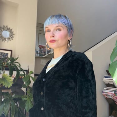 VTG 90s Dana Buchman Black Chenille Knit Cardigan 