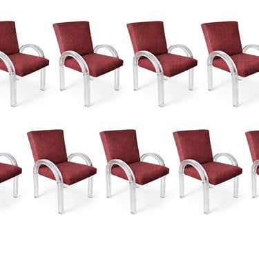 Set of Ten Charles Hollis Jones Lucite Dining Chairs, USA, circa 1970's