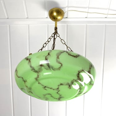 Ceiling lamp Art Deco Mint Glass Green marbled 20s 30s lamp light country house vintage ceiling light Brocante Design Bubble Marble 