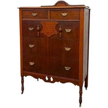 Free shipping within continental US - Vintage 5-Drawer Tallboy Dresser – Vintage Chest of Drawers with Dovetail Joinery and Casters 
