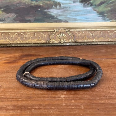Free Shipping within continental US - Likely Antique African Black Vinyl Heishi Disc Trade Beads Necklace 