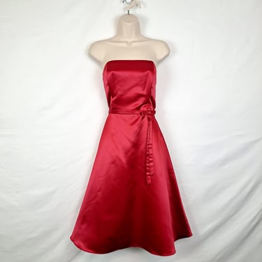Vintage 2000s Red Strapless Dress 
