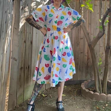 Vintage 1980’s Sea Shell Print Dress 