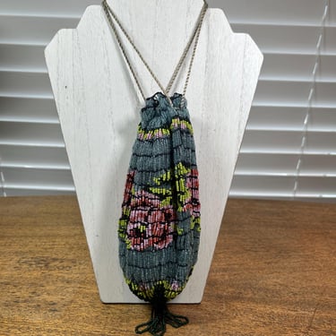 Antique Beaded Reticule/Purse with Roses – Early 20th Century 