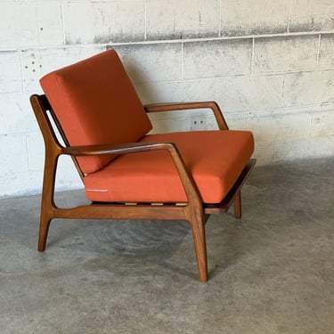 Ib Kofod-Larsen for Selig Teak Lounge Chair Newly Reupholstered Mid-Century Modern 1960s 