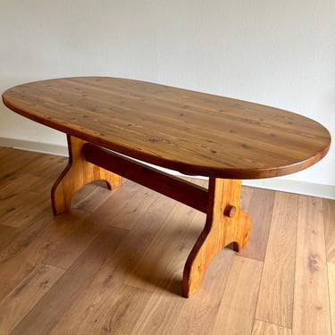 Vintage Scandinavian Pine Trestle Dining Table 