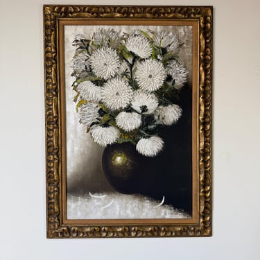 1970s Vintage Jack Hammell Floral Still Life Impasto Oil Painting on Canvas – Framed 