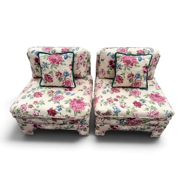 Vintage Post modern Slipper chairs in gorgeous floral 