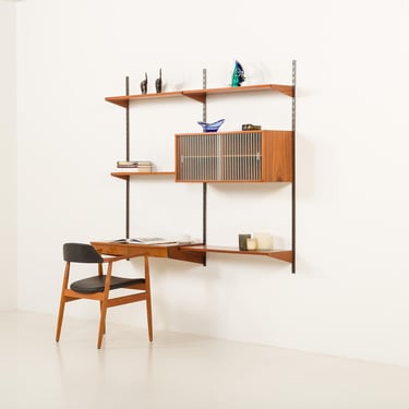 Kai Kristiansen shelving unit with a desk for FM Mobler, 1960s 