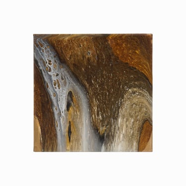 Deborah Weiss Abstract Oil Painting on Canvas Brown White Abstraction Vintage 