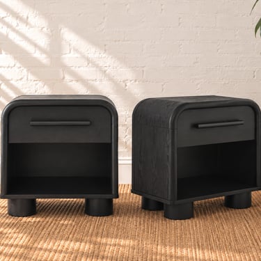Pair of Vivienne One Drawer Nightstands in Charcoal