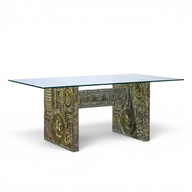 Adrian Pearsall for Craft Associates Mid Century Brutalist Glass Top Dining Table - mcm 