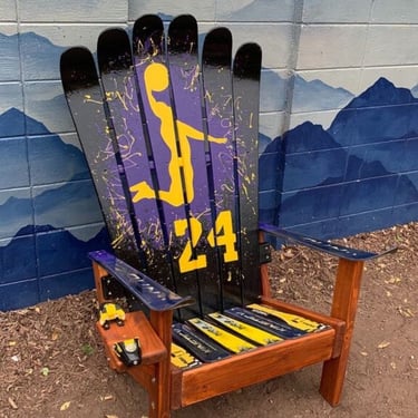 Kobe Bryant Tribute Basketball Adirondack Ski Chairs - made with original skis- adirondack chair, ski chair, basketball, Lakers, nba, mamba 