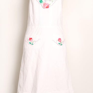 70's White Hanky Scarf Sun Dress Laguna Beach Cotton Hippie Backless boho Vintage 1970's 