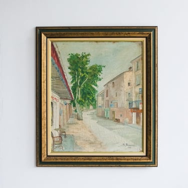 Street Scene with Pastel Buildings Oil Painting No. 2 | Dated 1946