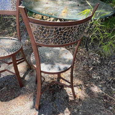 Pair of Metal Chairs with Glass Mosaic