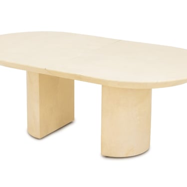 Karl Springer Attributed "Knife Edge" Goatskin Extending Dining Table