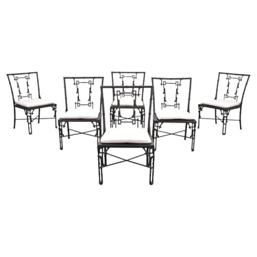 Set of Six Michael Taylor Bronzed Bamboo Garden Dining Chairs