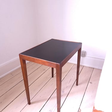 Swedish end table Art deco side table 30s antique birch table black tabletop mid century end table dark wood Scandinavian functionalism 
