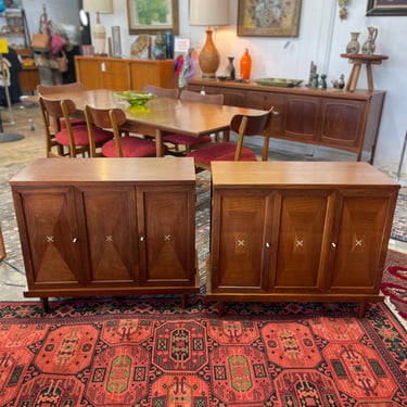 Pair Mid Century Walnut Cabinets/Side Tables by Merton Gershun for American of Martinsville ‘Accord Collection’