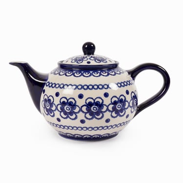 Kannegießer Keramik Ceramic Teapot Germany Vintage Blue White 