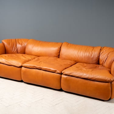 Saporiti Confidential Cognac Leather Sofa