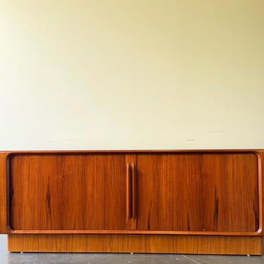 Danish MCM teak tambour door credenza dresser 
