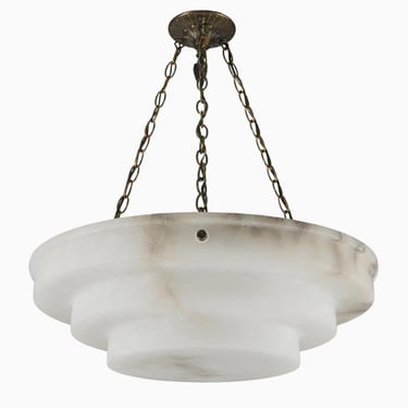 Restored Art Deco Alabaster Brass Pendant Light
