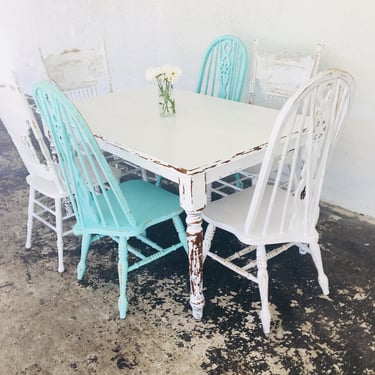 wood table with 6 farmhouse chairs wood pressed chairs 