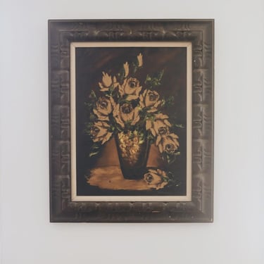 Very Large Vintage Original Floral Oil Painting 32