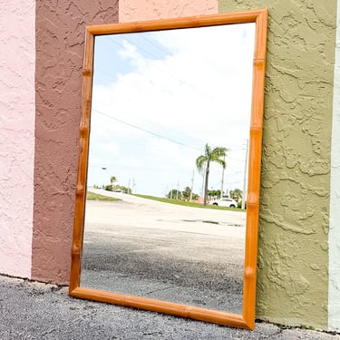Wood Faux Bamboo Mirror