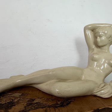 Striking Vintage German Mid-Century Brutalist Reclining Nude Sculpture, Post War 