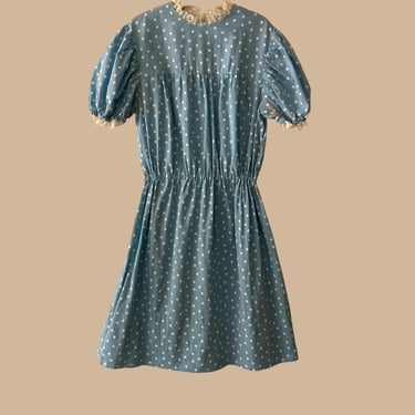Vintage 50s Cotton Polka Dot Dress, Size Estimate XXS - XS 