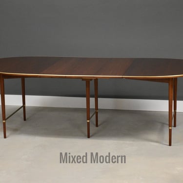 Refinished 128” Paul McCobb Connoisseur Mahogany and Brass Dining Table 