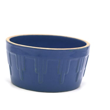 vintage Ruckels White Hall Stoneware Blue Bowl 