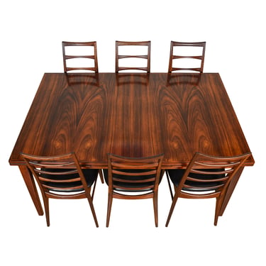 Vertical Grain Danish Rosewood Mid-Size Expanding Dining Table by H. Sigh + Son