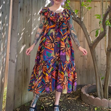 Vintage 1980’s Geometric Floral Muumuu Dress 