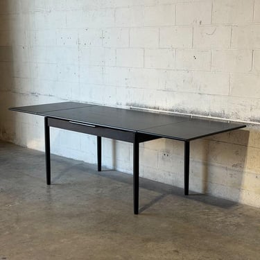 Vintage Danish Dark Stained Teak Extendable Dining Table with Two Leaves - Mid-Century Modern 