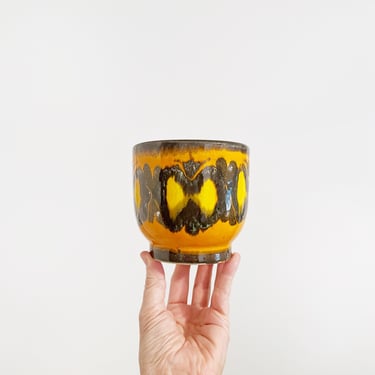 Vintage Small Medium Ceramic Planter / Flowerpot Attr Poole Delphis with Modernist Brushwork Glaze Decor Modern Rustic Circa 1970's Pottery 