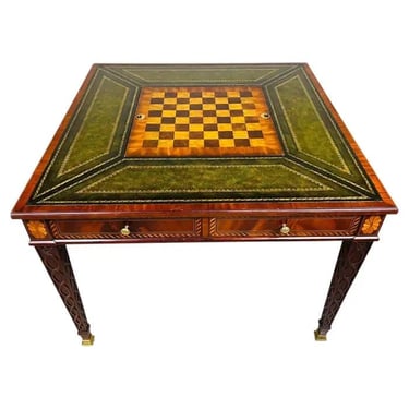 Maitland Smith Flip-Top Game Table, Burlwood & Mahogany, Circa 2000 