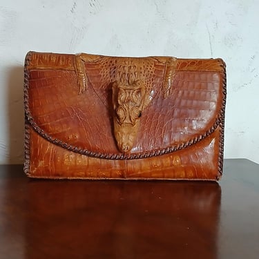 Vintage Genuine Alligator Purse Clutch 