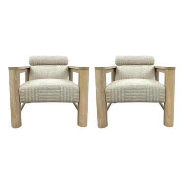Caracole Modern Sun Drenched Oak Unity Chairs Pair