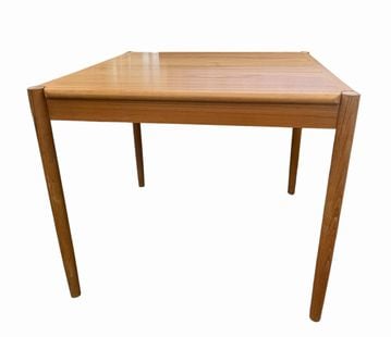 MCM square teak dining table, 28.5H 33.5W 33.5D