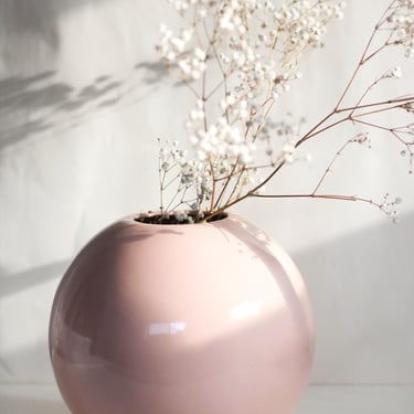 1986 Pink Haeger Ceramic Ball Vase 