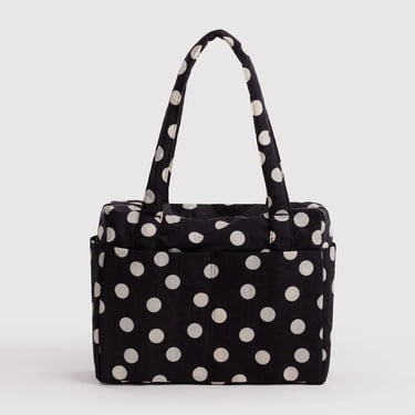Small Cloud Carry On in Black and Cream Polka Dot