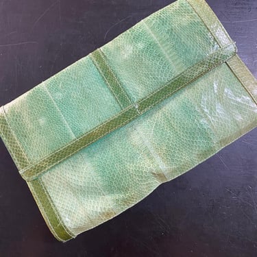 vintage 1980s green snakeskin clutch 80s envelope purse j renee reptile retro 