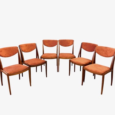 Barney Flagg for Drexel Midcentury Walnut Dining Chairs set of Six