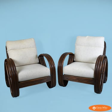 Pair of Pretzel Rattan Lounge Chair