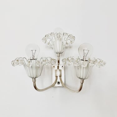fabulous silver plated Mid Century Modern floral crystal glass wall lamp by Emil Stejnar for Rupert Nikoll | 1950s | 