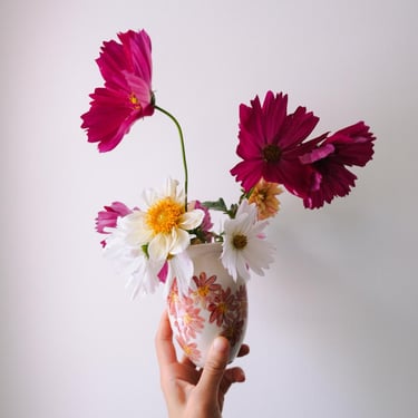 Bamboo Brush Cosmos Floral Vase // handmade ceramic pottery 